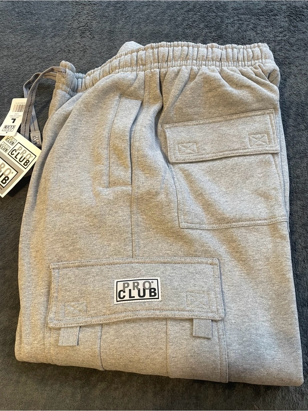 Pro Club Men's Grey Cargo Sweat Joggers